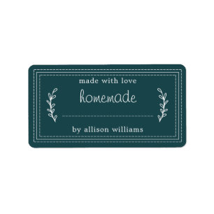 Rustic Homemade Baked Goods Jam Canning Teal Label