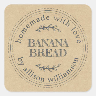 Rustic Homemade Baking Gift Kraft Paper Square Sticker