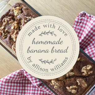 Rustic Homemade Banana Bread Antique White Classic Round Sticker
