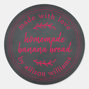Rustic Homemade Banana Bread Chalkboard Classic Round Sticker