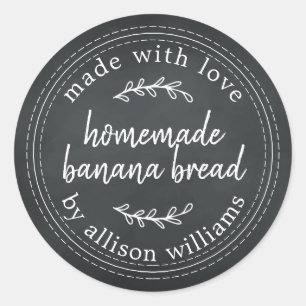 Rustic Homemade Banana Bread Chalkboard Classic Round Sticker