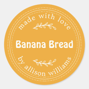 Rustic Homemade Banana Bread Mellow Yellow Classic Round Sticker