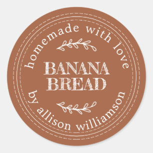 Rustic Homemade  Banana Bread TerraCotta Classic Round Sticker