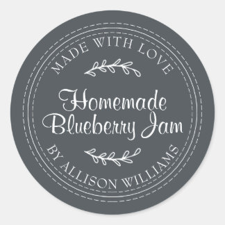 Rustic Homemade Blueberry Jam Canning Black Classic Round Sticker