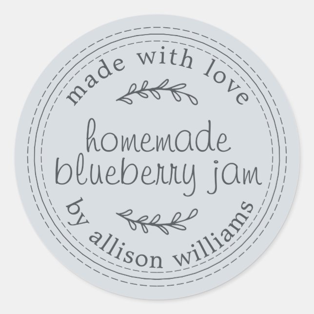 Rustic Homemade Blueberry Jam Canning Blue Jar Classic Round Sticker (Front)