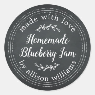 Rustic Homemade Blueberry Jam Canning Chalkboard Classic Round Sticker