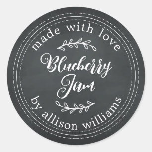Rustic Homemade Blueberry Jam Canning Chalkboard Classic Round Sticker