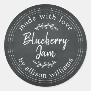 Rustic Homemade Blueberry Jam Canning Chalkboard Classic Round Sticker