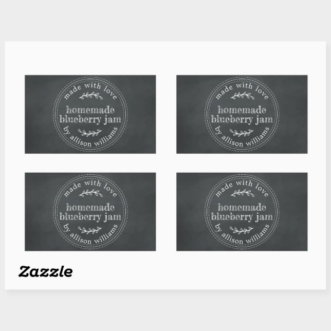 Rustic Homemade Blueberry Jam Canning Chalkboard Sticker (Sheet)