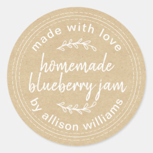 Rustic Homemade Blueberry Jam Canning Kraft Classic Round Sticker