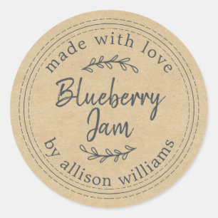 Rustic Homemade Blueberry Jam Canning Kraft Classic Round Sticker