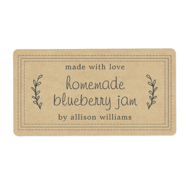 Rustic Homemade Blueberry Jam Canning Kraft Paper (Front)
