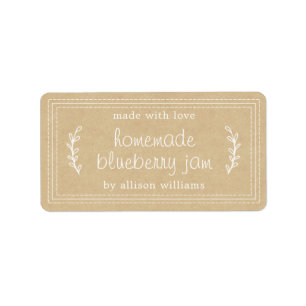 Rustic Homemade Blueberry Jam Canning Kraft Paper Label