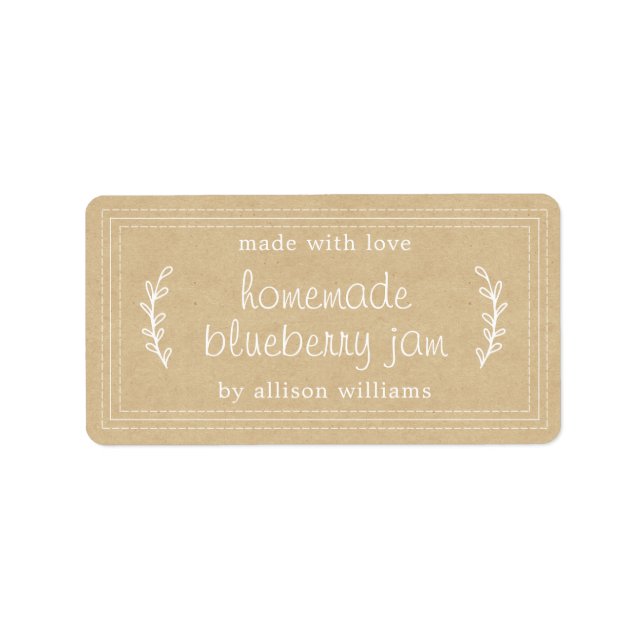 Rustic Homemade Blueberry Jam Canning Kraft Paper Label (Front)