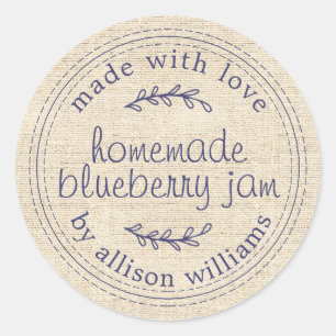 Rustic Homemade Blueberry Jam Canning Navy Blue Classic Round Sticker