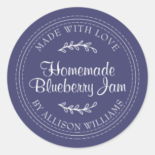 Rustic Homemade Blueberry Jam Canning Navy Blue Classic Round Sticker
