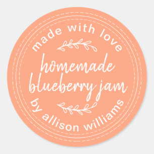 Rustic Homemade Blueberry Jam Canning Orange Classic Round Sticker