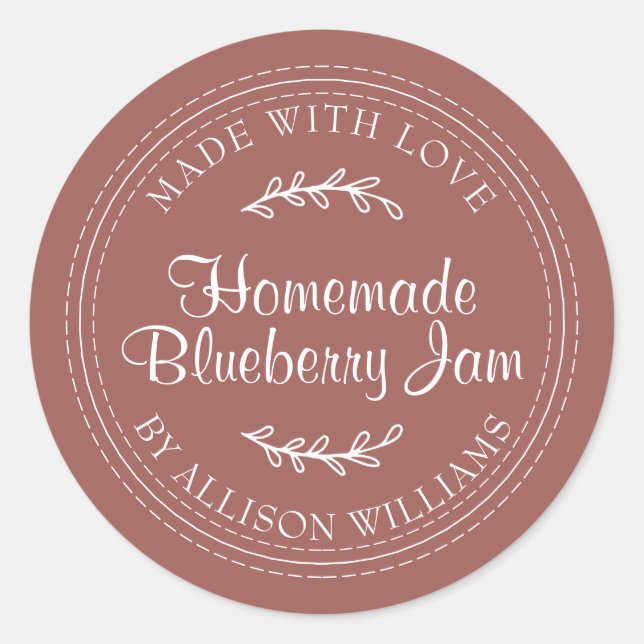 Rustic Homemade Blueberry Jam Canning Purple Classic Round Sticker (Front)