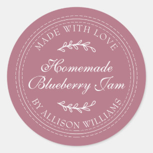 Rustic Homemade Blueberry Jam Canning Purple Jar Classic Round Sticker