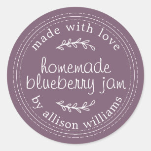 Rustic Homemade Blueberry Jam Canning Purple Jar Classic Round Sticker
