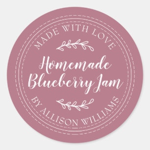 Rustic Homemade Blueberry Jam Canning Purple Jar Classic Round Sticker