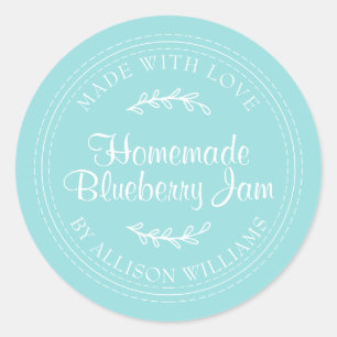 Rustic Homemade Blueberry Jam Canning Turquoise Classic Round Sticker