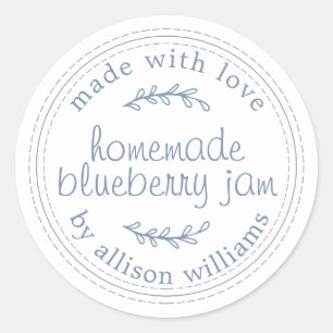 Rustic Homemade Blueberry Jam Canning Vintage Blue Classic Round Sticker