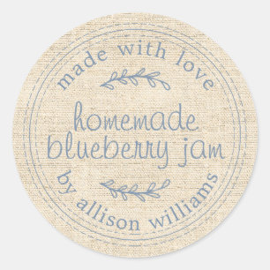 Rustic Homemade Blueberry Jam Canning Vintage Blue Classic Round Sticker
