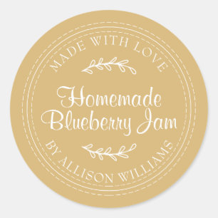 Rustic Homemade Blueberry Jam Canning Yellow Classic Round Sticker