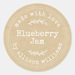 Rustic Homemade Blueberry Jam Kraft Paper Classic Round Sticker
