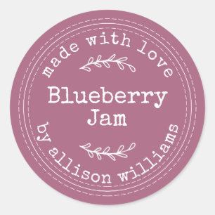 Rustic Homemade Blueberry Jam Purple Classic Round Sticker