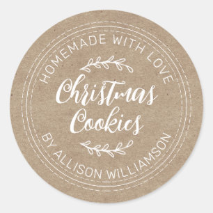 Rustic Homemade Christmas Cookies Kraft Classic Round Sticker