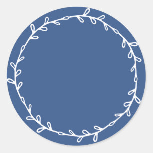 Rustic Homemade Classic Blue Write On Round Sticker