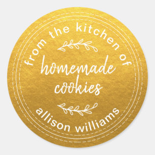 Rustic Homemade Cookies From the Kitchen of Gold Classic Round Sticker