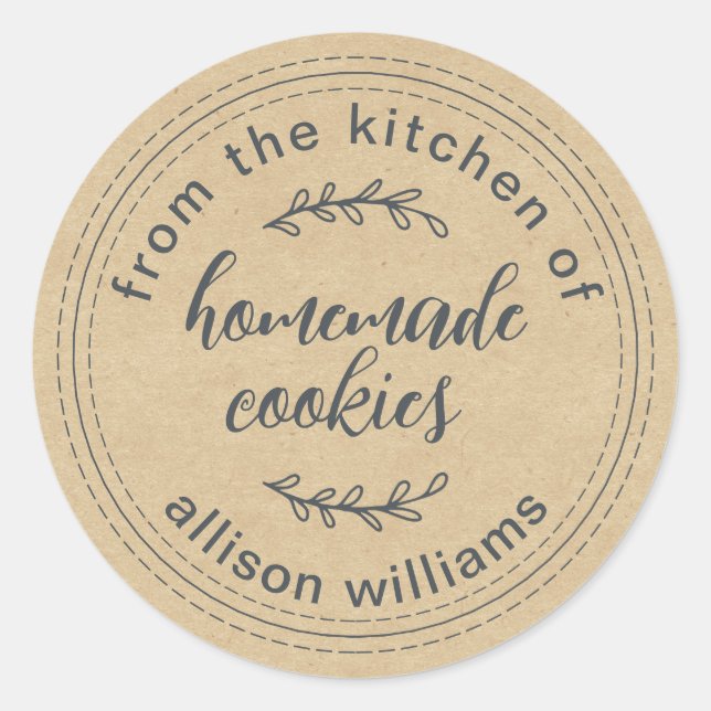 Rustic Homemade Cookies From the Kitchen of Kraft Classic Round Sticker (Front)