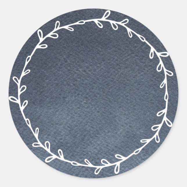 Rustic Homemade Deep Blue Write On Blank Classic Round Sticker (Front)