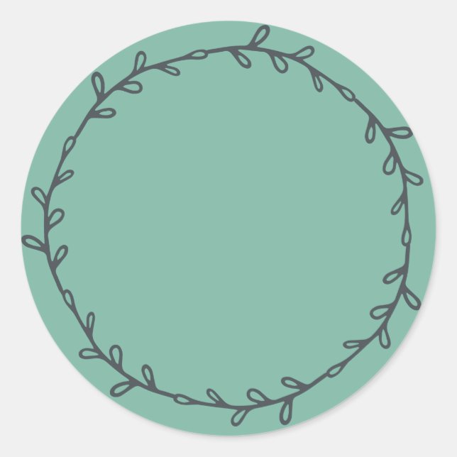 Rustic Homemade Dusty Jade Green Write On Classic Round Sticker (Front)