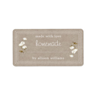 Rustic Homemade Label Cotton Sprig Kraft Paper