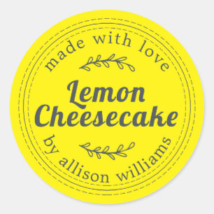 Rustic Homemade Lemon Cheesecake Yellow Classic Ro Round Sticker