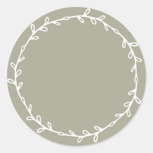Rustic Homemade Moss Grey Write On Classic Round Sticker