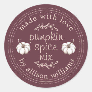 Rustic Homemade Pumpkin Spice Mix Burgundy Classic Round Sticker