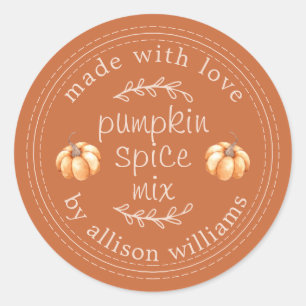 Rustic Homemade Pumpkin Spice Mix Burnt Orange Classic Round Sticker