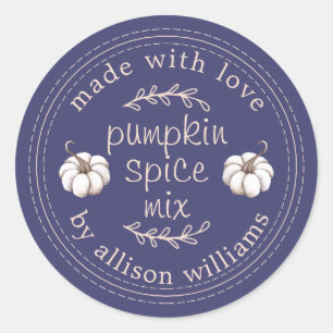 Rustic Homemade Pumpkin Spice Mix Navy Blue Classic Round Sticker