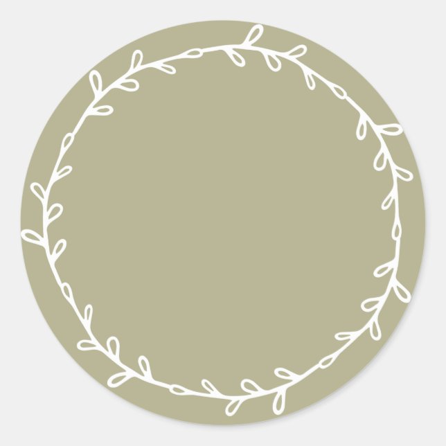 Rustic Homemade Sage Green Write On Classic Round Sticker (Front)