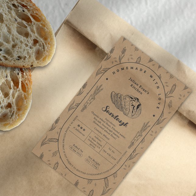 Rustic Homemade Sourdough Cottage Food Law Label (Rustic Homemade Sourdough Cottage Food Law Label)