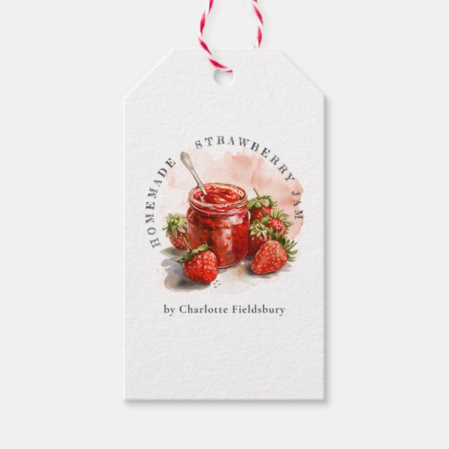Rustic Homemade Strawberry Jam Mason Jar Hang Tag (Front)