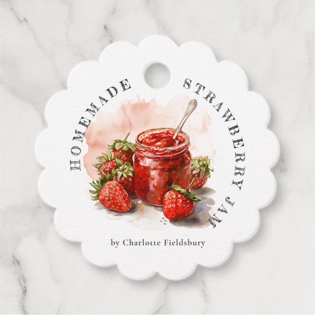 Rustic Homemade Strawberry Jam Packaging Hang Tag (Front)