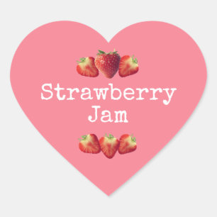 Rustic Homemade Strawberry Jam Pink Heart Sticker