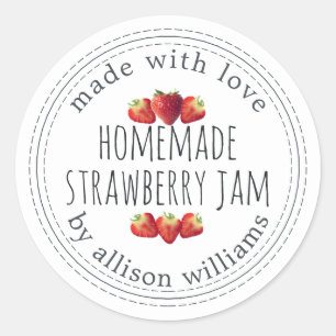 Rustic Homemade Strawberry Jam White Classic Round Sticker
