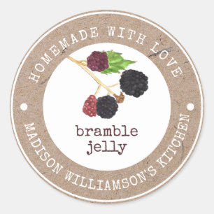 Rustic Homemade with Love Blackberry Bramble Jelly Classic Round Sticker
